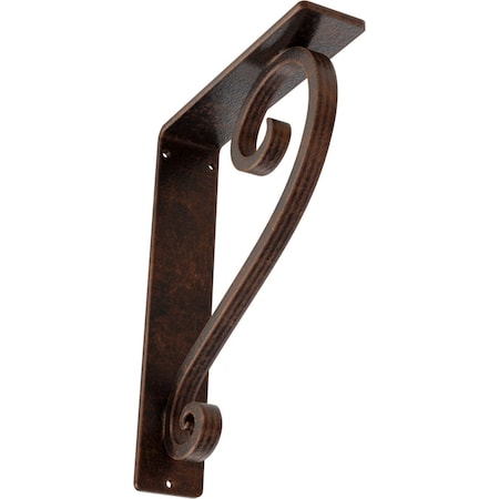Edwards Wrought Iron Bracket, (Triple Center Brace), Antiqued Copper 2W X 7 1/2D X 10H